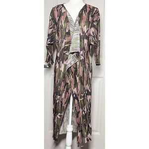 LuLaRoe Crinkle Open Front Cardigan Duster Coatigan Size Medium 3/4 Sleeves Lite